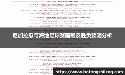 尼加拉瓜与海地足球赛前瞻及胜负预测分析